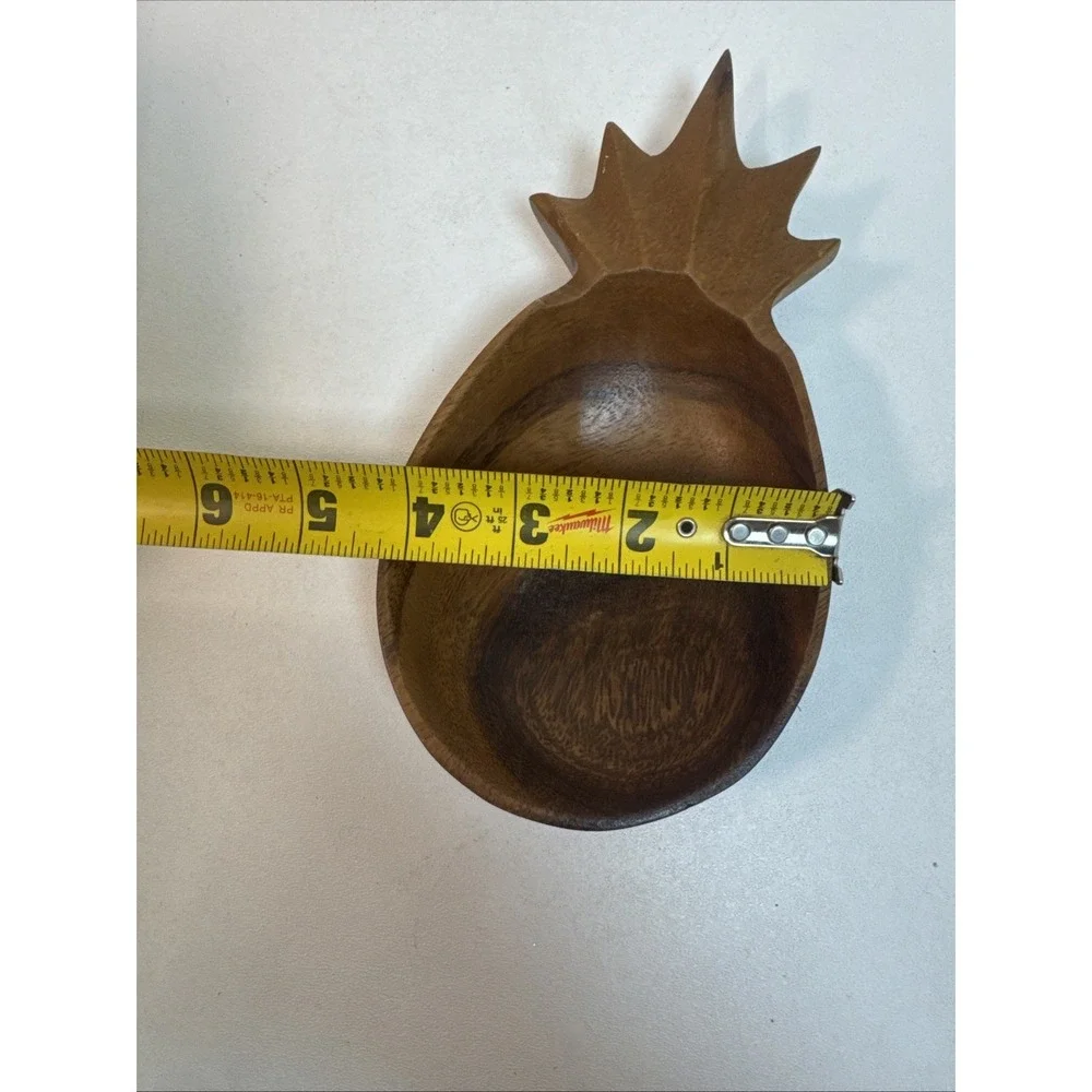 Vintage Wood Pineapple Shape‎ Bowl Made in Philippines 8 x 4.25 Hand Crafted